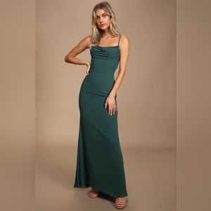 Captivated Emerald Green Cowl Neck Maxi Dress